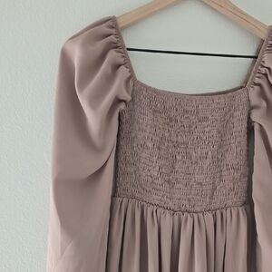 Elegant Mauve Smocked Dress